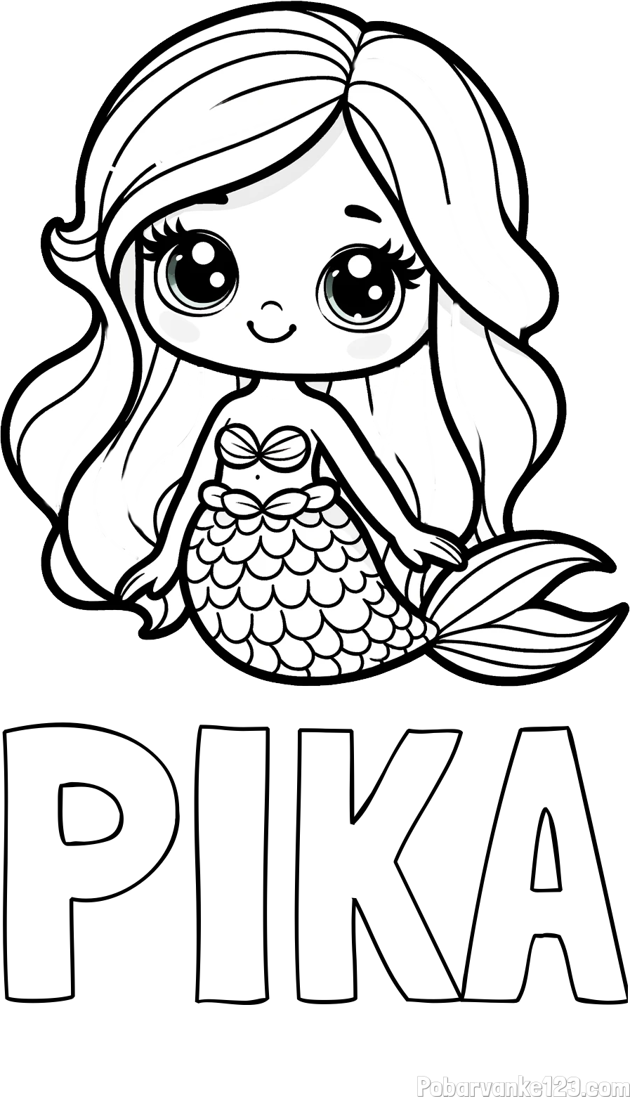 Pobarvanka imena PIKA in pobarvanka prikupne morske deklice