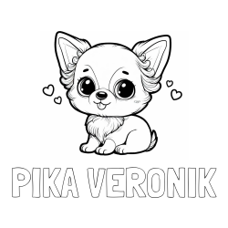 Online izdelana pobarvanka - Pobarvanka imena PIKA VERONIK in pobarvanka čivave