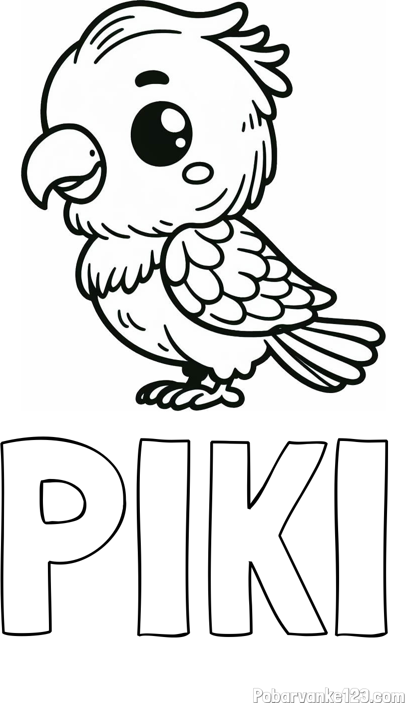 Pobarvanka imena PIKI in pobarvanka ljubkega papagaja