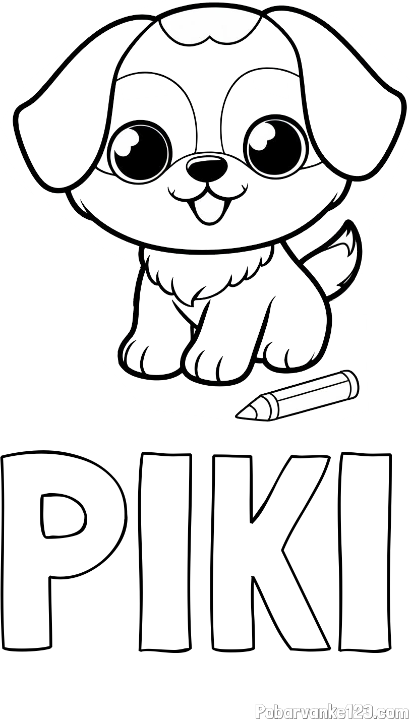 Pobarvanka imena PIKI in pobarvanka prikupnega kužka