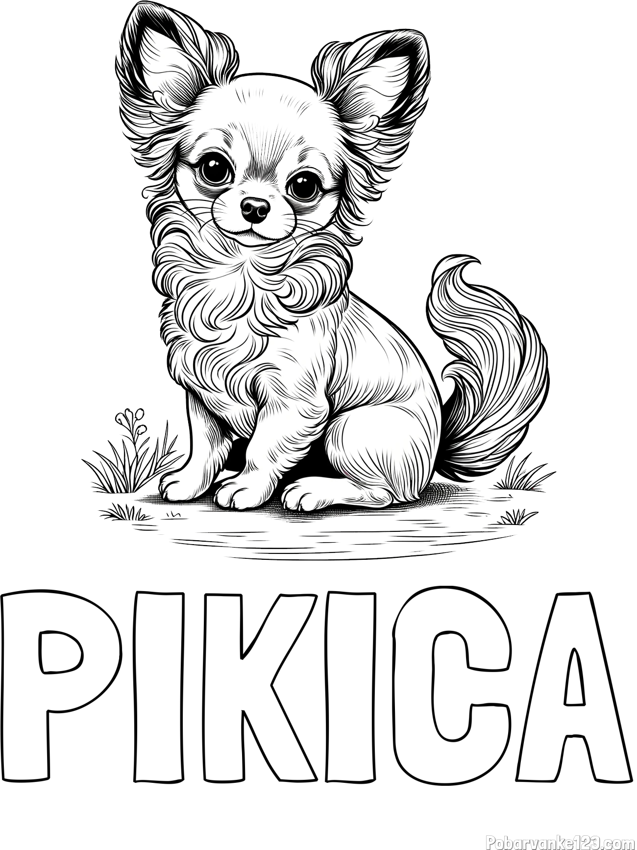 Pobarvanka imena PIKICA in pobarvanka ljubke čivave