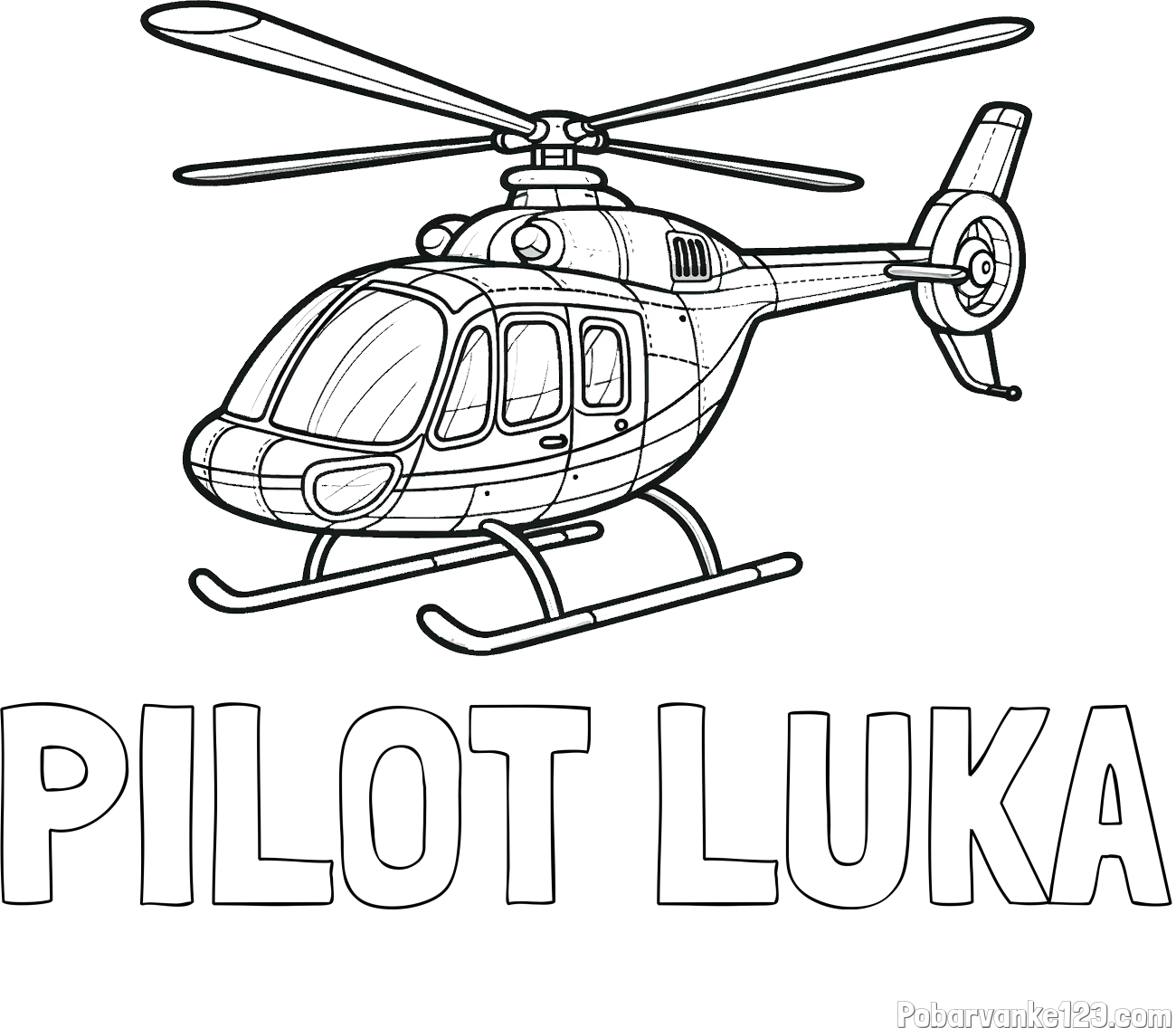 Pobarvanka imena PILOT LUKA in pobarvanka sodobnega helikopterja