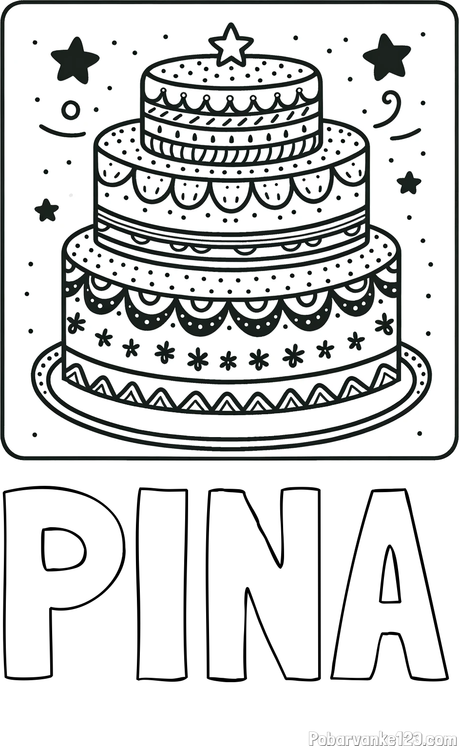 Pobarvanka imena PINA in pobarvanka slastne torte