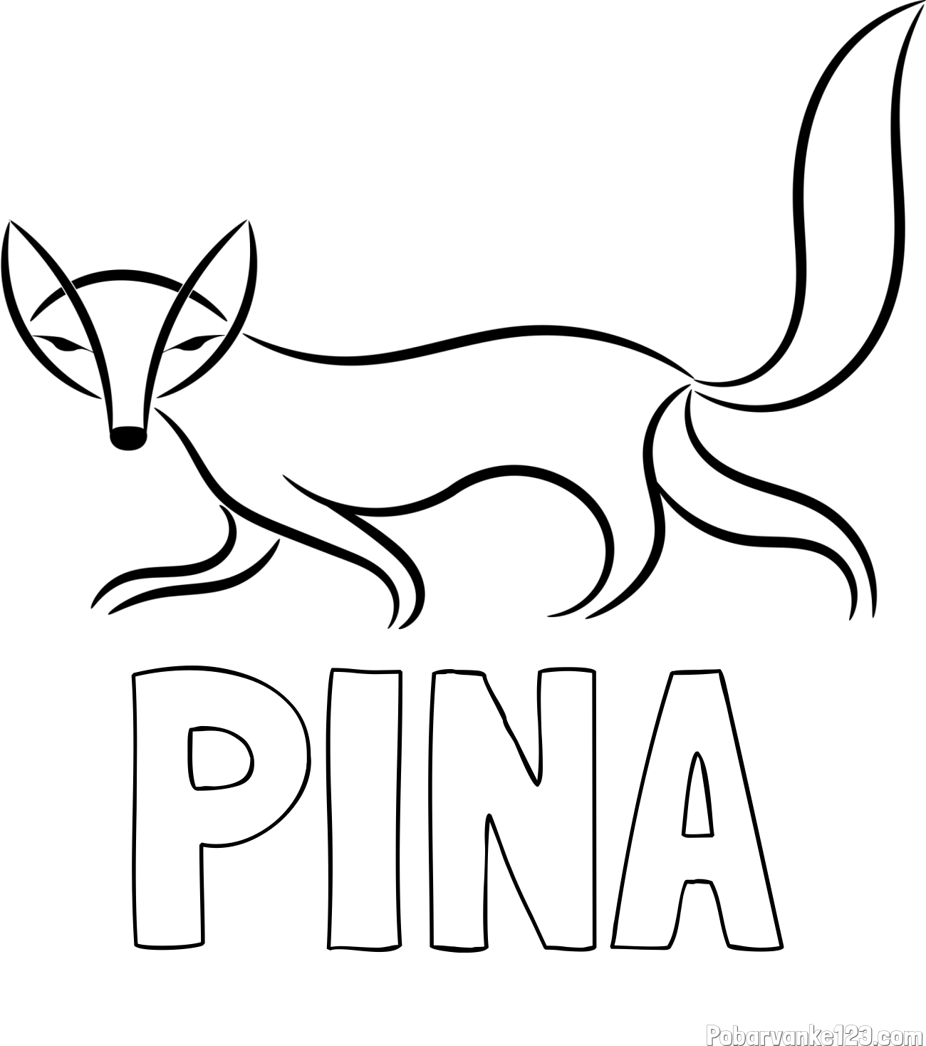 Pobarvanka imena PINA in preprosta pobarvanka lisice