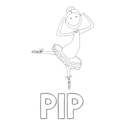 Online izdelana pobarvanka - Pobarvanka imena PIP in pobarvanka balerine