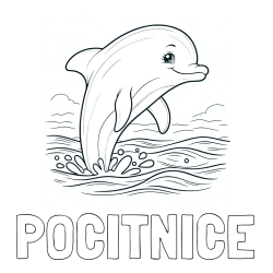 Online izdelana pobarvanka - Pobarvanka imena POČITNICE in pobarvanka nasmejanega delfina v  skoku