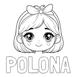 Pobarvanka imena POLONA in pobarvanka obraza ljubke punčke