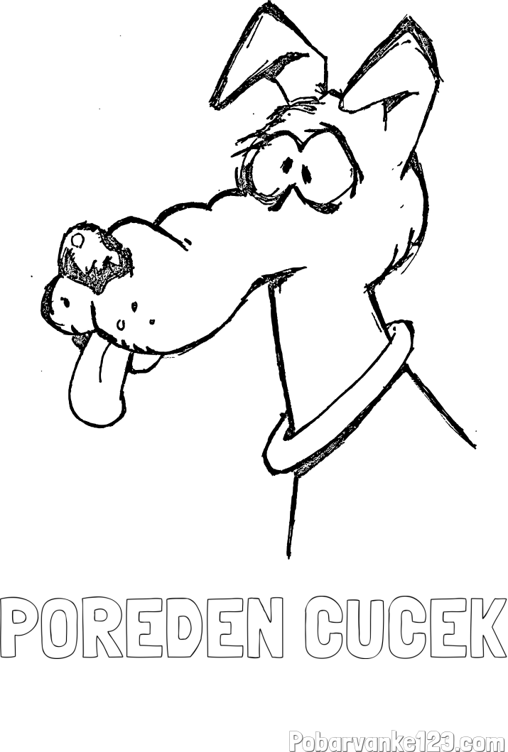 Pobarvanka imena POREDEN CUCEK in pobarvanka smešnega kužka