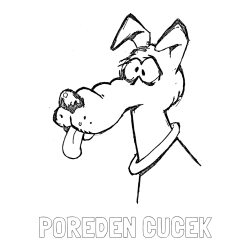 Online izdelana pobarvanka - Pobarvanka imena POREDEN CUCEK in pobarvanka smešnega kužka