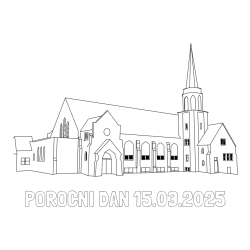 Online izdelana pobarvanka - Pobarvanka imena POROČNI DAN 15.03.2025 in pobarvanka velike cerkve