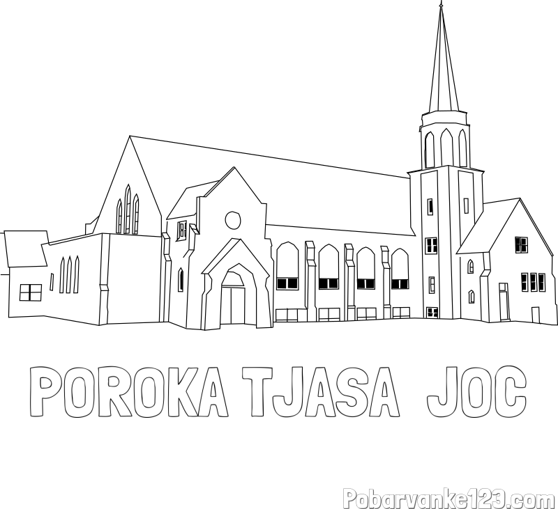 Pobarvanka imena POROKA TJAŠA  JOC in pobarvanka velike cerkve