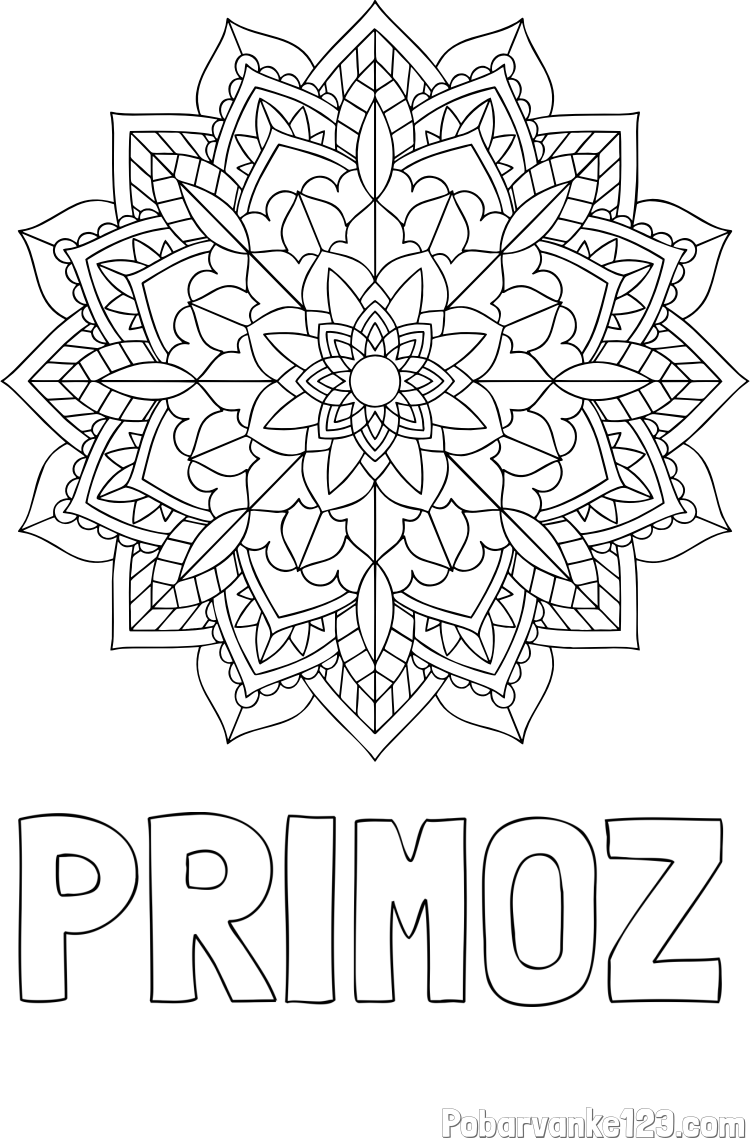 Pobarvanka imena PRIMOŽ in Čudovita pobarvanka mendale