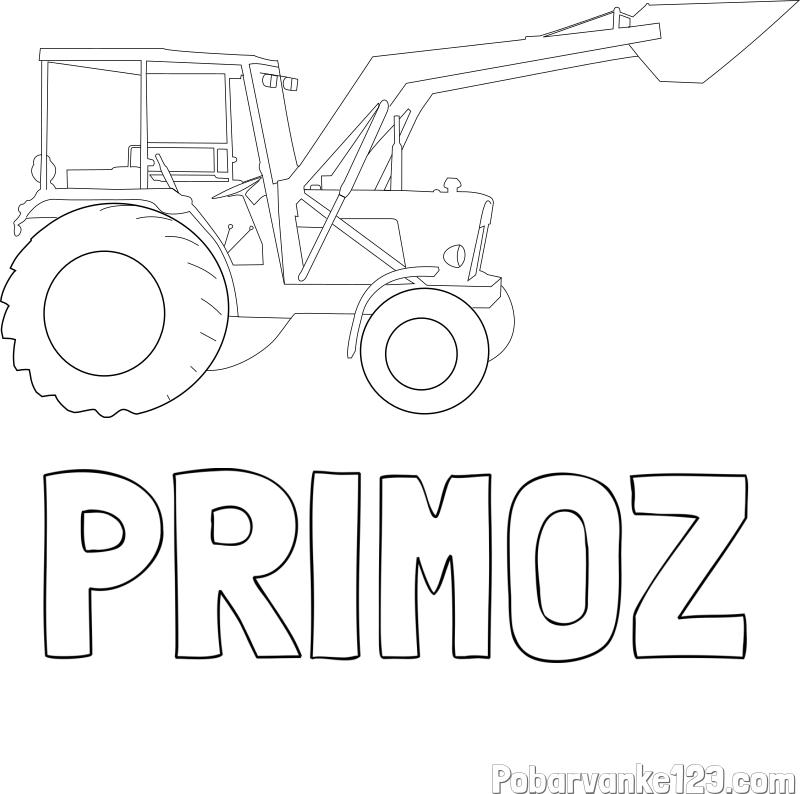 Pobarvanka imena PRIMOŽ in traktor 2