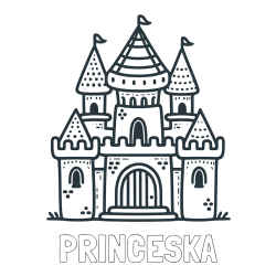 Online izdelana pobarvanka - Pobarvanka imena PRINCESKA in otroška pobarvanka gradu