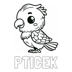 Online izdelana pobarvanka - Pobarvanka imena PTIČEK in pobarvanka ljubkega papagaja