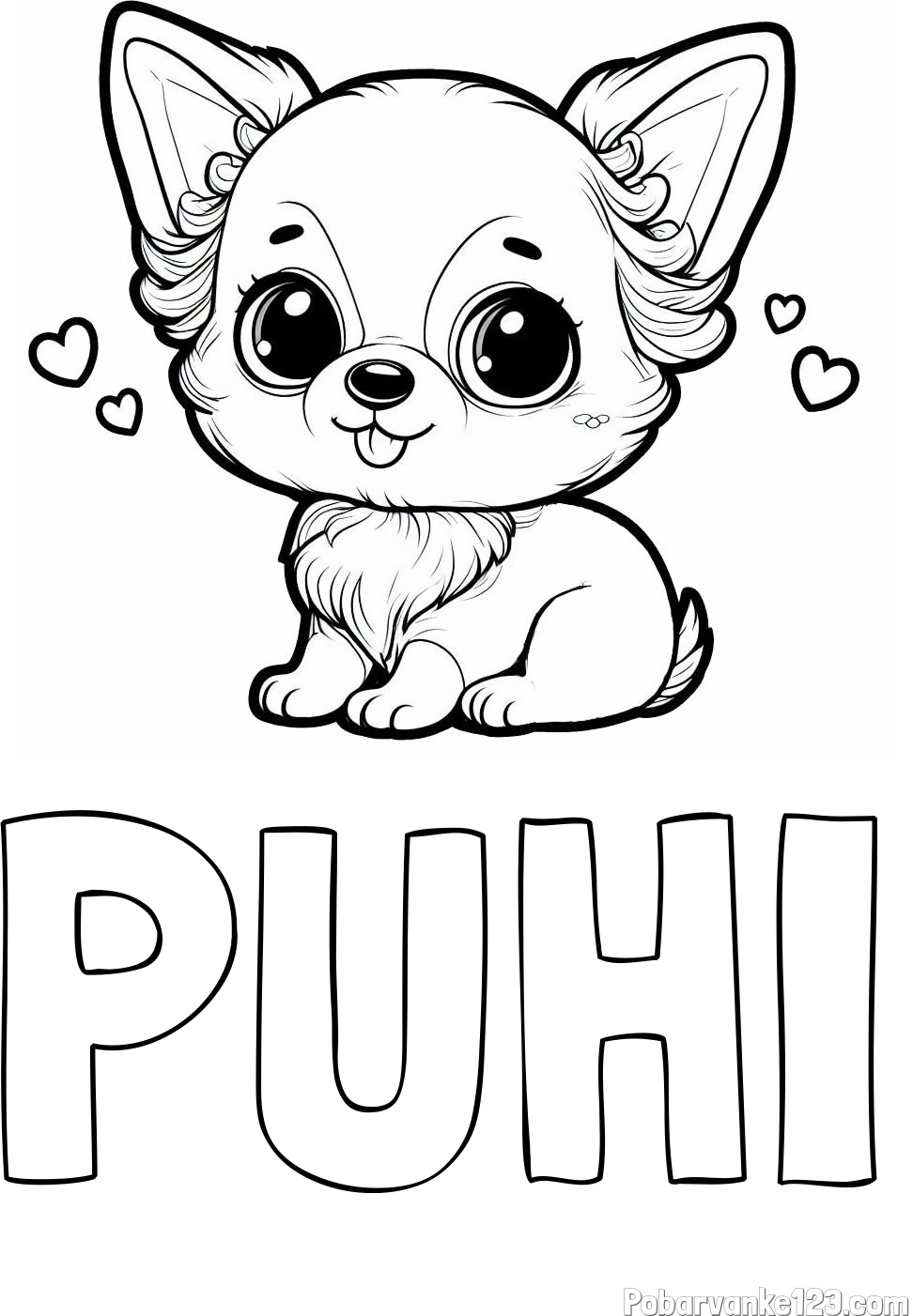 Pobarvanka imena PUHI in pobarvanka čivave