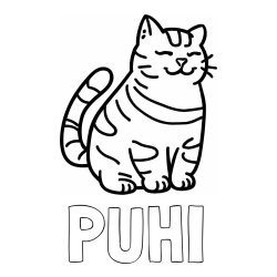 Online izdelana pobarvanka - Pobarvanka imena PUHI in pobarvanka debelušne mačke