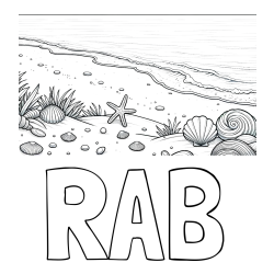 Online izdelana pobarvanka - Pobarvanka imena RAB in pobarvanka morja in plaže