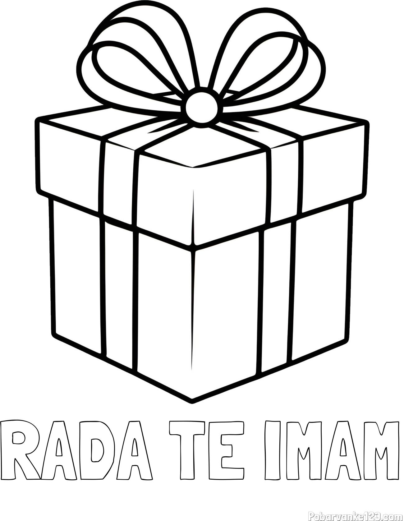 Pobarvanka imena RADA TE IMAM in pobarvanka preprostega darila