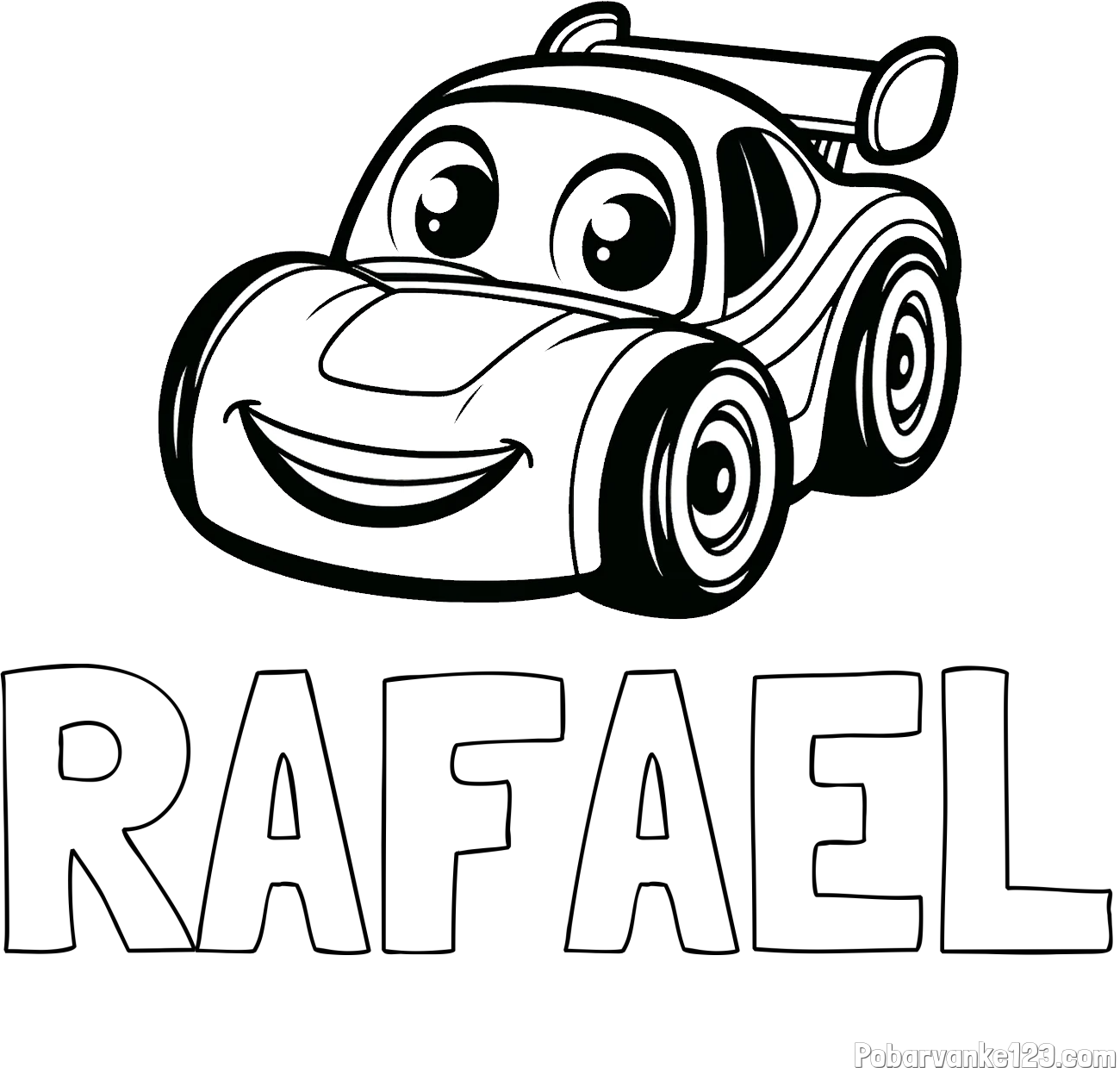Pobarvanka imena RAFAEL in pobarvanka otroškega avtomobila