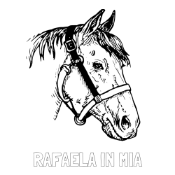 Online izdelana pobarvanka - Pobarvanka imena RAFAELA IN MIA in konjska glava
