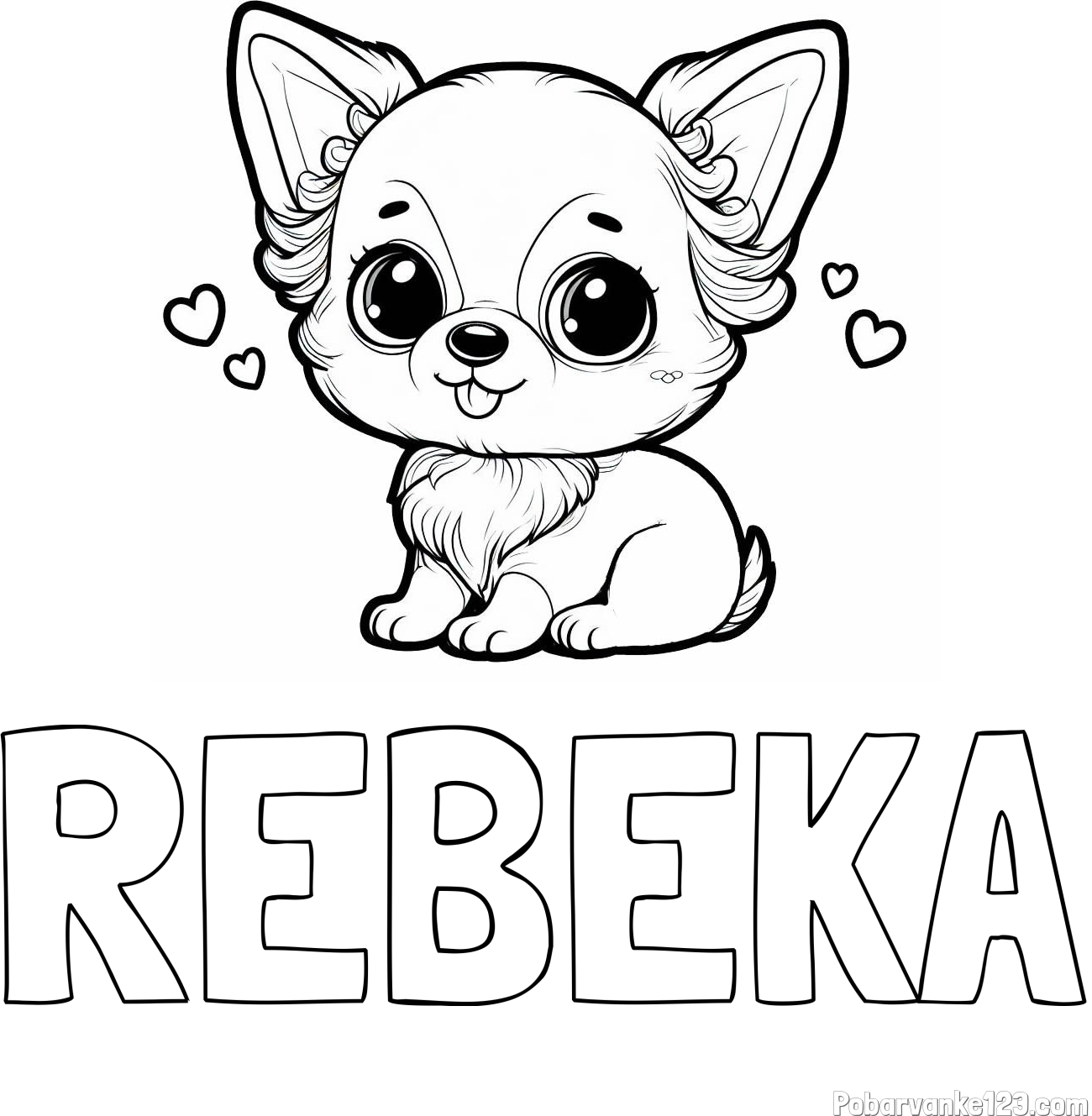 Pobarvanka imena REBEKA in pobarvanka čivave