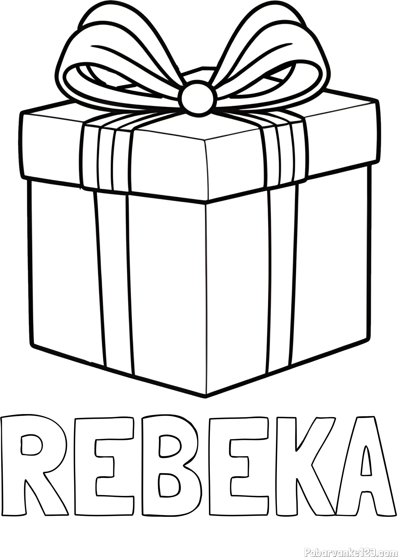 Pobarvanka imena REBEKA in pobarvanka darila s pentljo