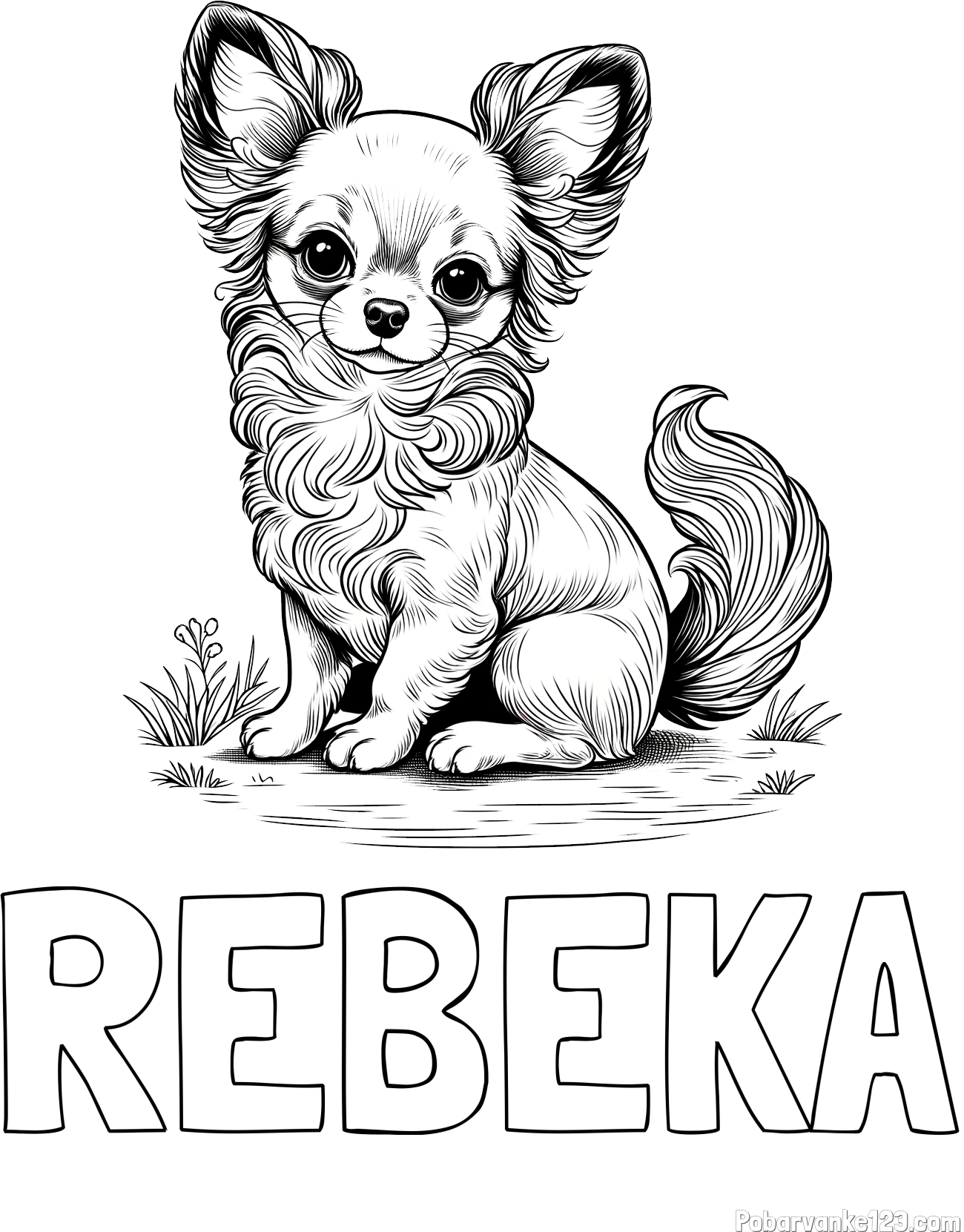 Pobarvanka imena REBEKA in pobarvanka ljubke čivave