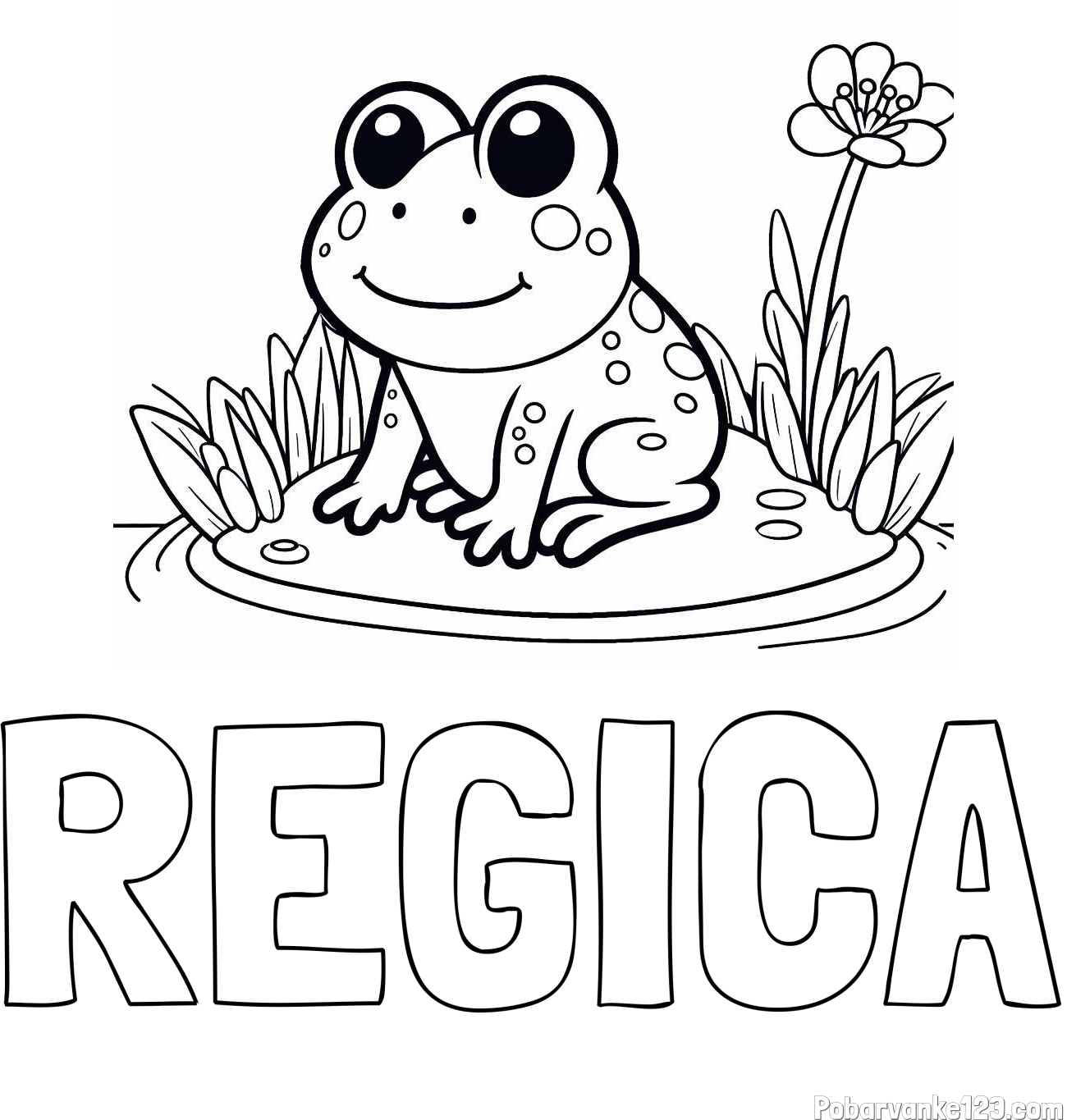 Pobarvanka imena REGICA in pobarvanka žabe