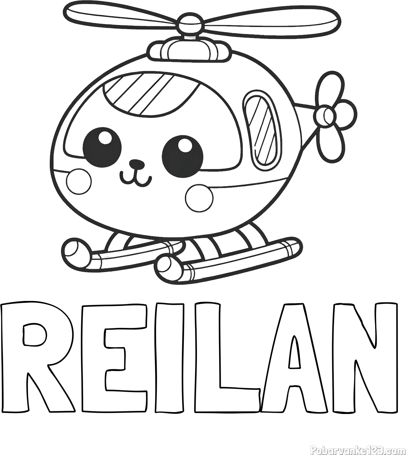 Pobarvanka imena REILAN in otroška pobarvanka helikopterja