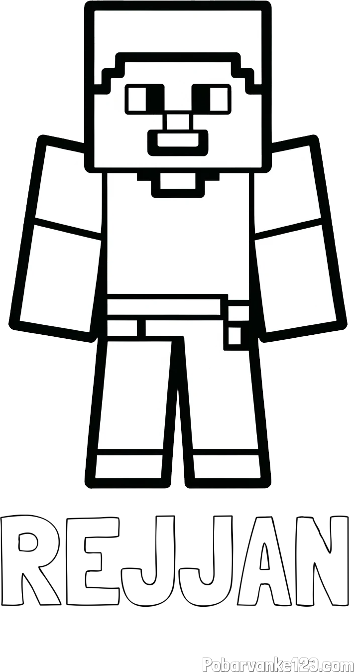 Pobarvanka imena REJJAN in pobarvanka Minecraft figurice