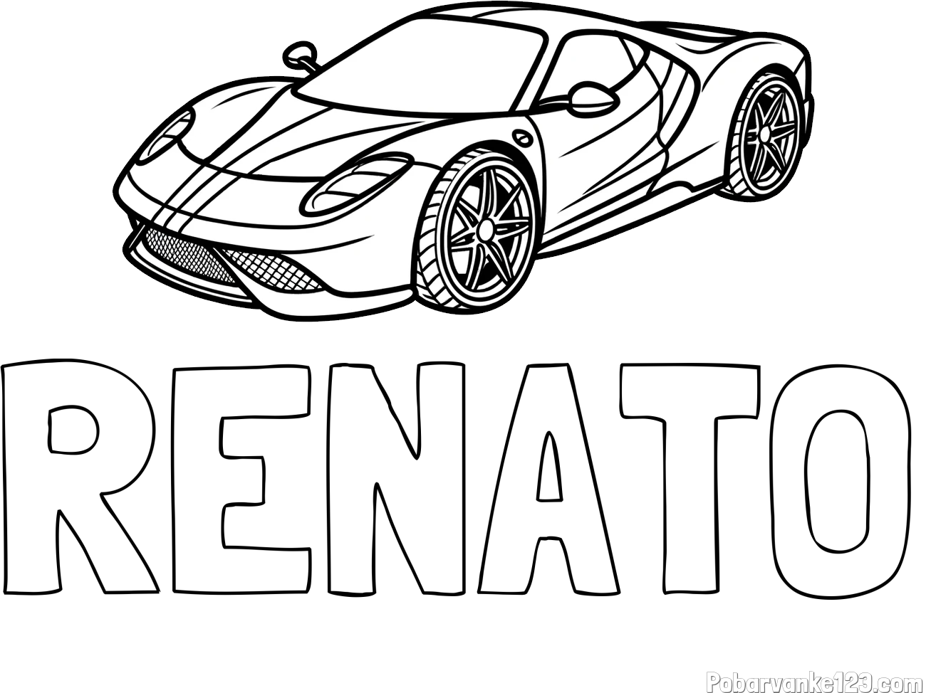 Pobarvanka imena RENATO in pobarvanka dirkalnega avtomobila