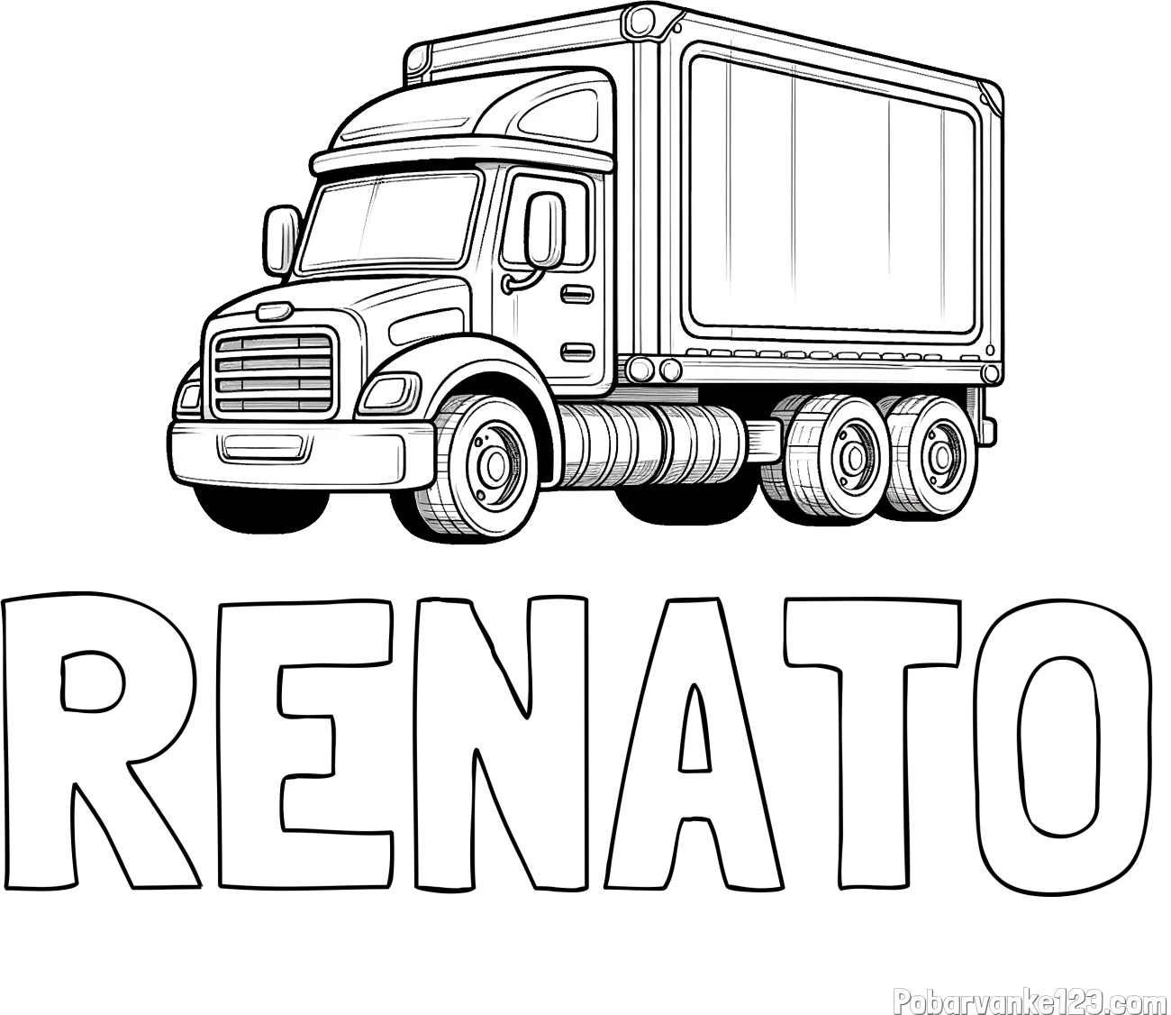 Pobarvanka imena RENATO in pobarvanka velikega in zmogljivega tovornjaka
