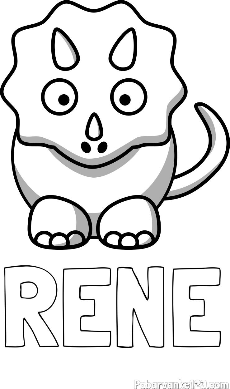 Pobarvanka imena RENE in pobarvanka dinozavra triceratops