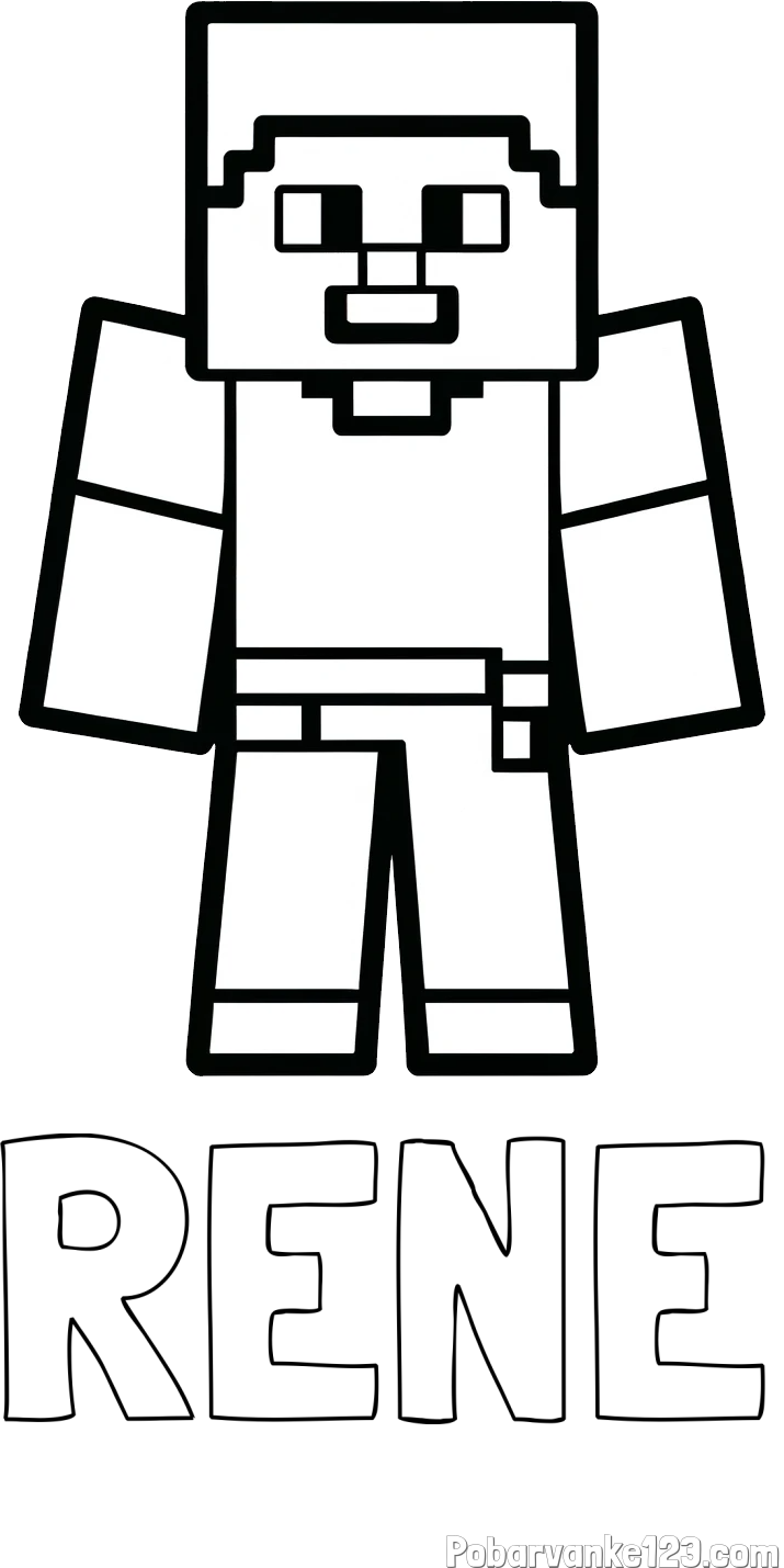 Pobarvanka imena RENE in pobarvanka Minecraft figurice