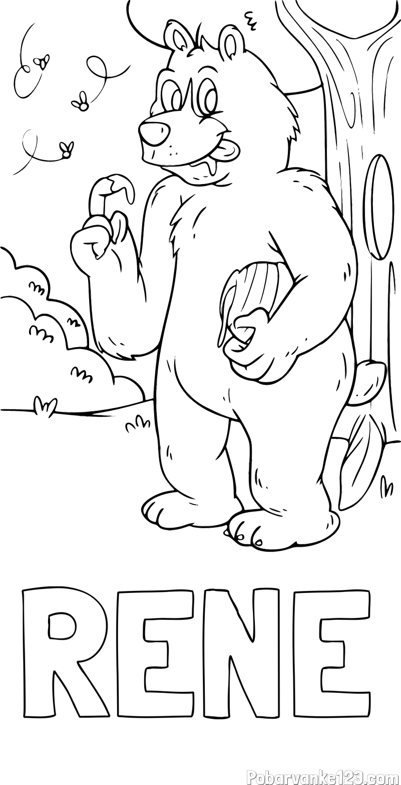 Pobarvanka imena RENE in pobarvanka nagajivega medvedka
