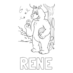 Online izdelana pobarvanka - Pobarvanka imena RENE in pobarvanka nagajivega medvedka