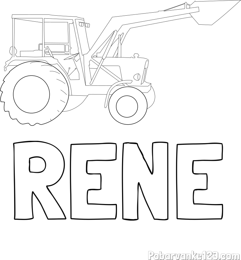 Pobarvanka imena RENE in traktor 2