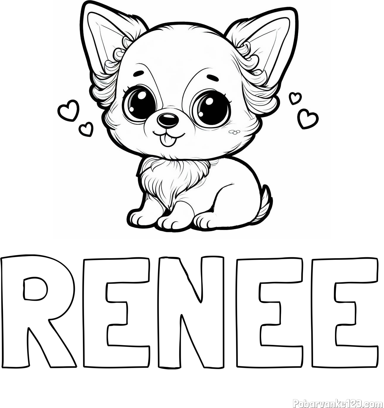 Pobarvanka imena RENEE in pobarvanka čivave