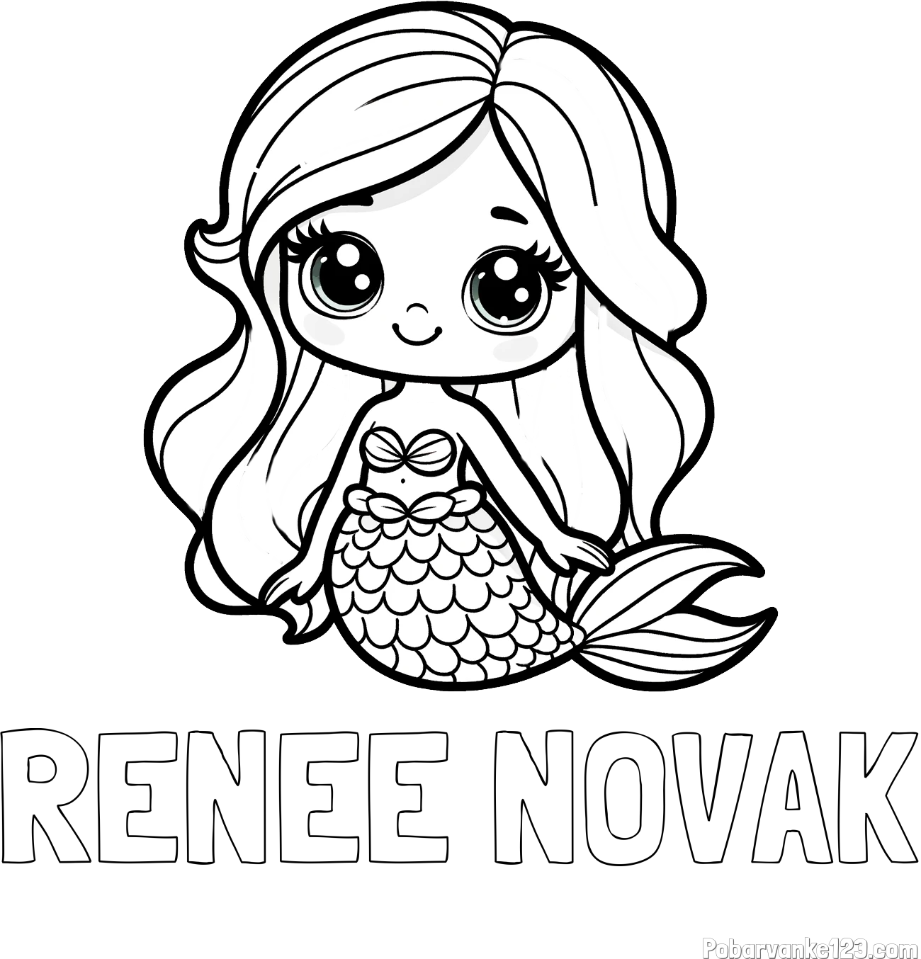 Pobarvanka imena RENEE NOVAK in pobarvanka prikupne morske deklice