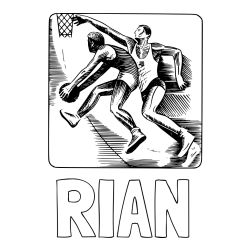 Online izdelana pobarvanka - Pobarvanka imena RIAN in pobarvanka dveh košarkarjev med igro