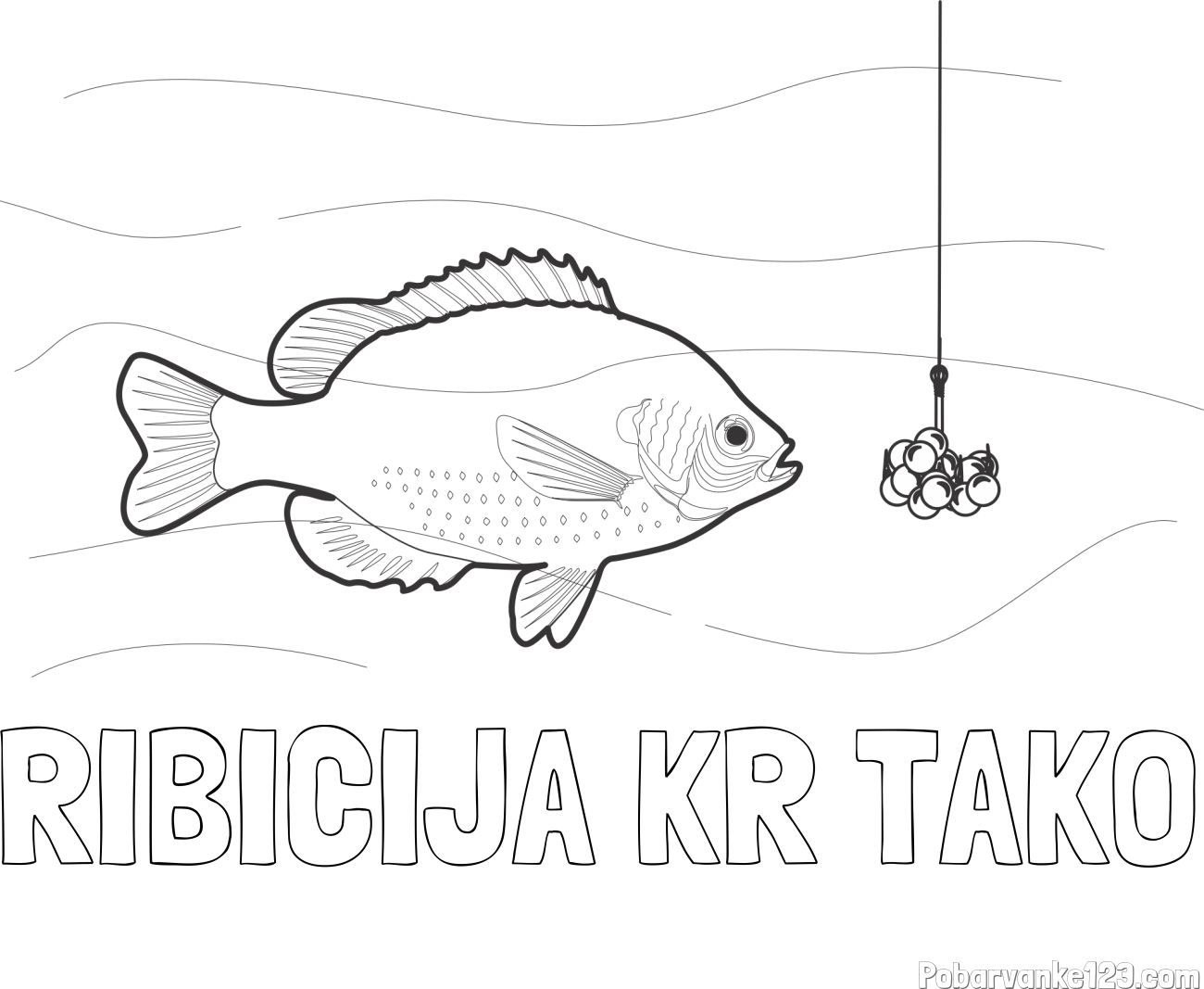 Pobarvanka imena RIBIČIJA KR TAKO in pobarvanka velike ribe