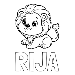 Online izdelana pobarvanka - Pobarvanka imena RIJA in pobarvanka igrivega levčka