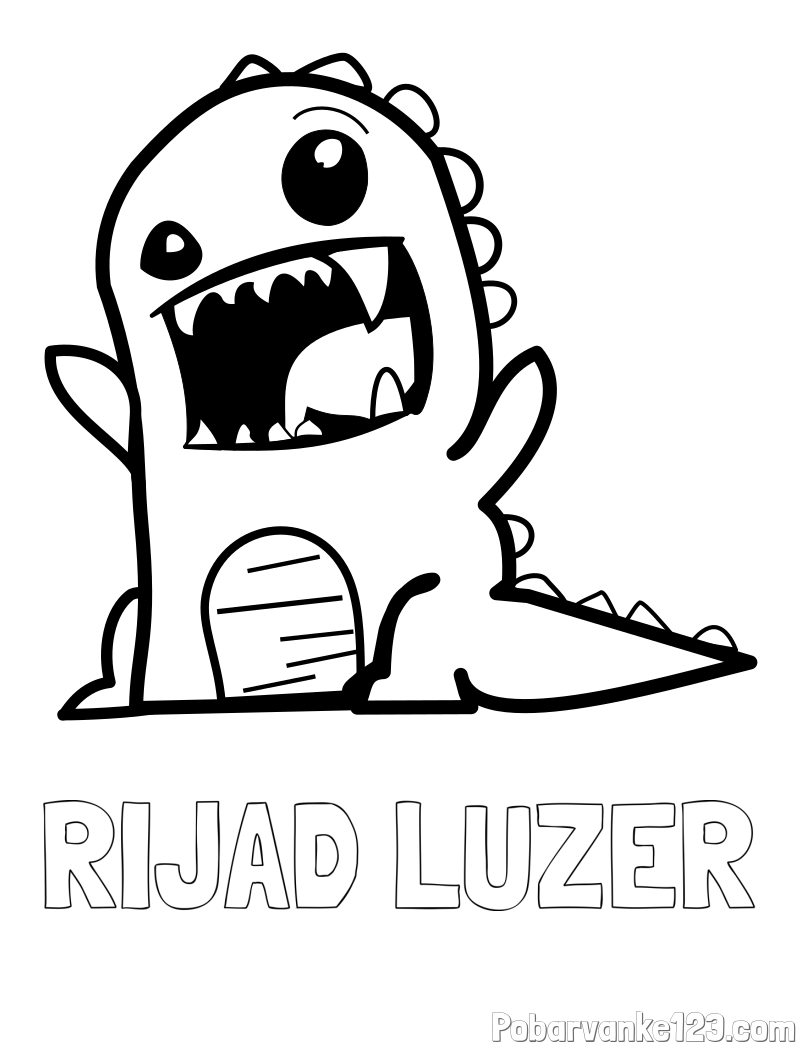 Pobarvanka imena RIJAD LUZER in pobarvanka strašnega dinozavra