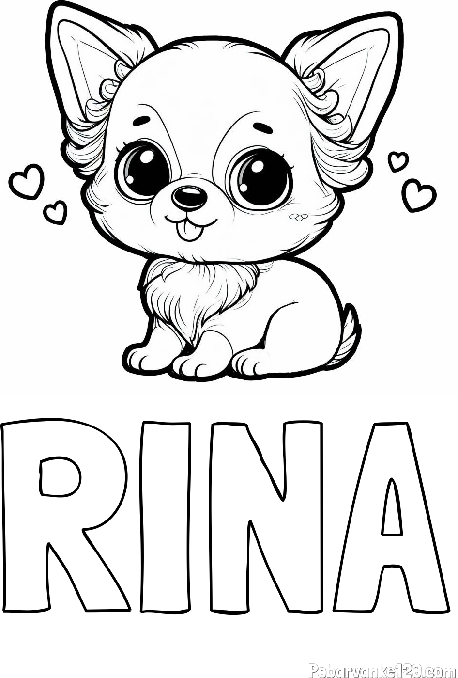 Pobarvanka imena RINA in pobarvanka čivave