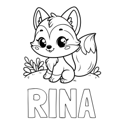 Online izdelana pobarvanka - Pobarvanka imena RINA in pobarvanka lisičke