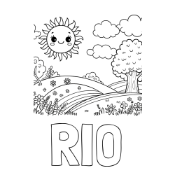 Online izdelana pobarvanka - Pobarvanka imena RIO in otroška pobarvanka narave