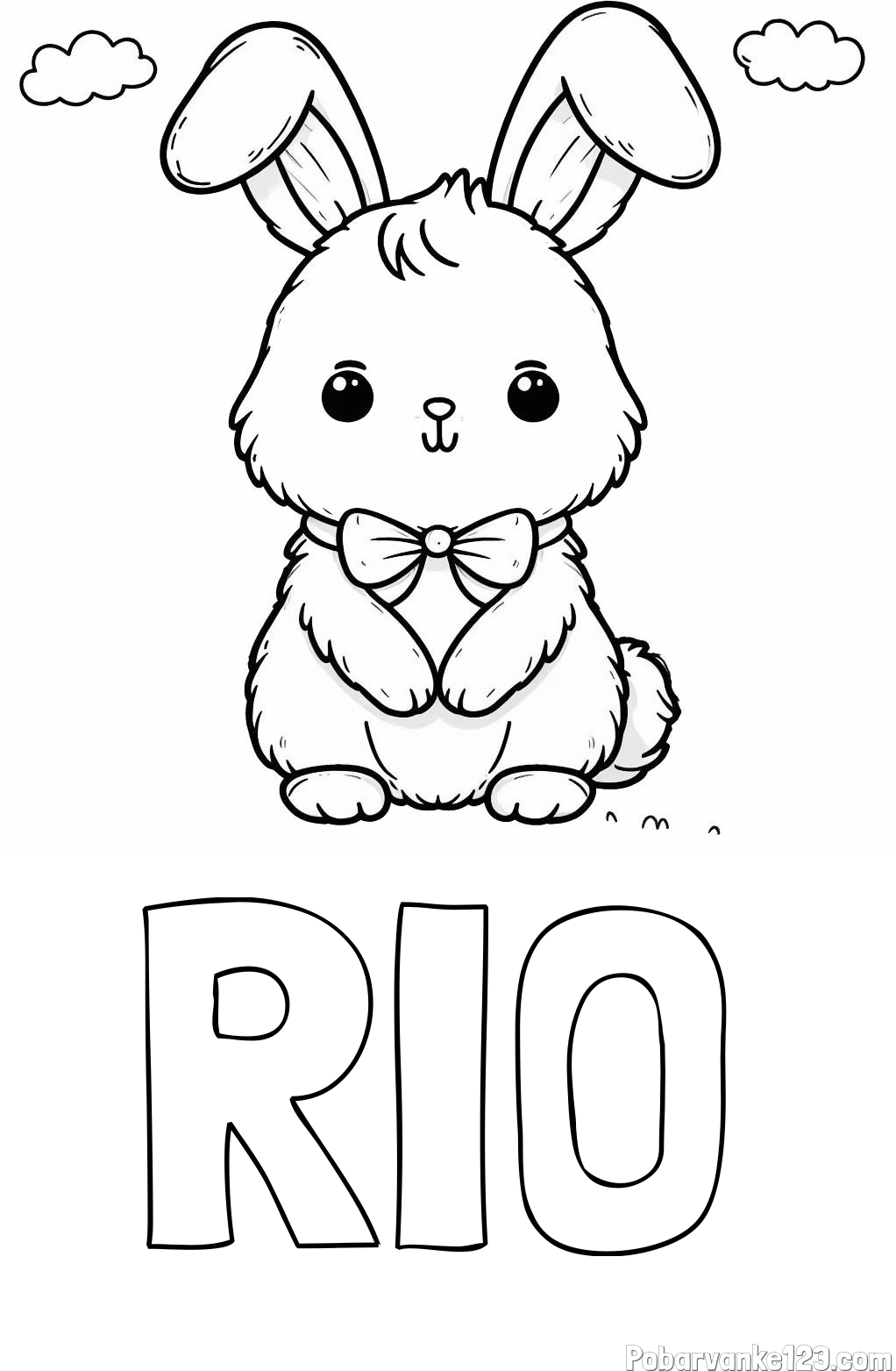 Pobarvanka imena RIO in pobarvanka prikupnega zajčka