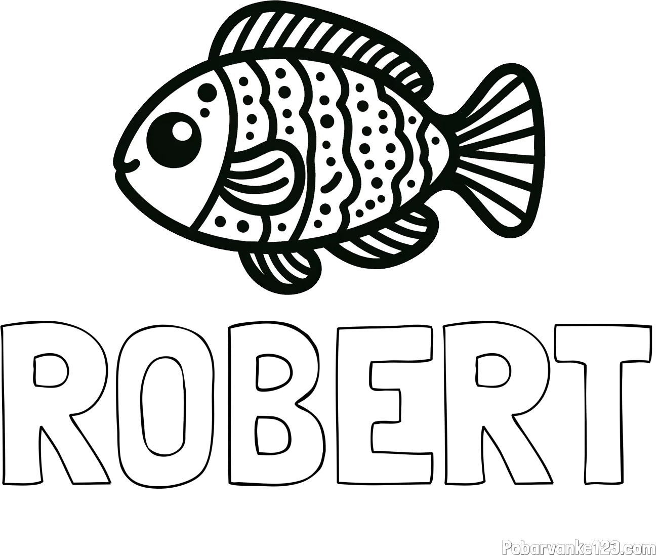Pobarvanka imena ROBERT in otroška pobarvanka ribe