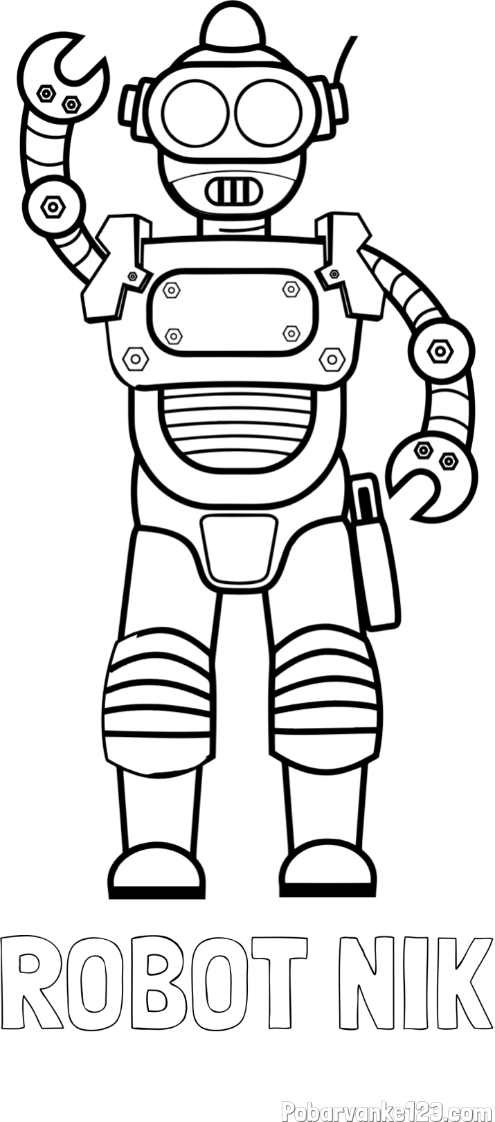 Pobarvanka imena ROBOT NIK in pobarvanka robota, ki pozdravlja